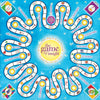 The Game of Insight by Schiffer Publishing, Ltd. is a vibrant, cosmic-themed self-discovery game featuring a winding path with symbols and phrases such as Faith, Sudden Change, and Willingness, plus four colorful corner illustrations.