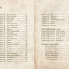 A vintage, double-page table of contents with chapter titles and page numbers from The Chronicles of Destiny Fortune Cards by Schiffer Publishing, Ltd., featuring sepia-toned, stained pages like those of a classic cartomancy guidebook.
