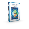 A vibrant Gaian Tarot box by Schiffer Publishing, Ltd. displays earth, leaves, water, and butterflies in a circular design—symbolizing the elements—on white, ideal for anyone seeking a healing Tarot card experience.