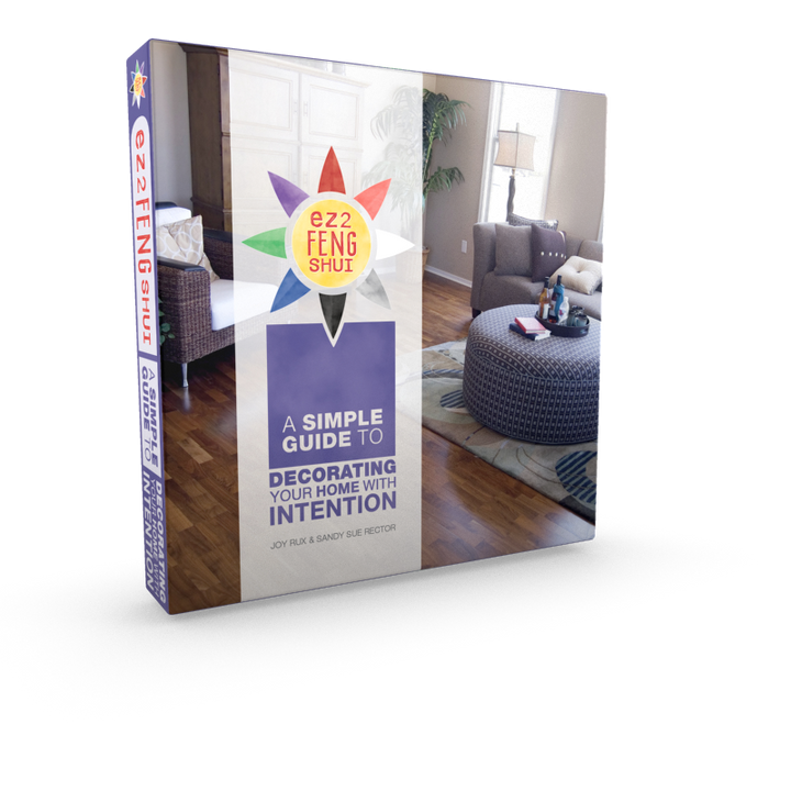 EZ2 Feng Shui by Schiffer Publishing, Ltd. is shown. The cover features a modern living room, a colorful star, and highlights its inspiration from the Bagua map for home energy balance.