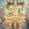 A multi-headed, multi-armed deity sits cross-legged on a rock, holding objects that embody Tantric wisdom. Below is a colorful puzzle pattern. "Sacred Mysteries" by Schiffer Publishing, Ltd. and the number 31 appear at the bottom.