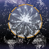 A radiant mandala wheel floats among zodiac constellations in a starry sky, inspired by Rider-Waite art. The Eternal Seeker Oracle by Schiffer Publishing, Ltd. features "Wheel of Time" text and a nautilus shell icon below.