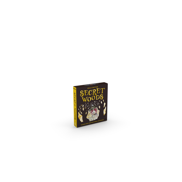 Secret Woods by Schiffer Publishing, Ltd. is an intuition card deck featuring tree and owl illustrations on a small box with a white background—ideal for connecting with your inner wisdom.