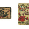 Schiffer Publishing, Ltd.'s Gus Wagner flash cards showcase classic American tattoo art: the left card features an eagle above a shield, while the right displays eagles, flags, roses, and banners, all inspired by tattoo legend Gus Wagner.