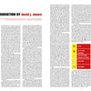 A two-page magazine spread showcases dense text columns, an intro by David J. Moore, a yellow sidebar with icons and bullets, plus the illustrated cover of World Gone Wild, Restocked and Reloaded 2nd Edition by Schiffer Publishing, Ltd.—a must-read for post-apocalyptic film fans.