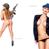 Inspired by Alvarado's Military Pin-Ups from Schiffer Publishing, Ltd., a woman poses playfully, capturing the classic elegance and vintage charm of retro pin-up photography.