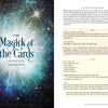 A two-page spread from The Magick of Lenormand Card Reading by Schiffer Publishing, Ltd. shows a starry design on the left and magical rituals and card exercises grouped under Rider and Clover—perfect for your Lenormand guide collection.