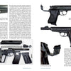 A spread from Schiffer Publishing's "The ČZ Models 50 and 70" displays detailed photos of a disassembled and assembled vz. 50, including part close-ups, serial numbers, text on the left page, and angled pistol views on the right.
