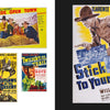The Art of the Classic Western Movie Poster by Schiffer Publishing, Ltd. showcases a collage of bold western film posters featuring cowboys, horses, and dramatic scenes from classics like 'Wide Open Town' and 'Twilight on the Trail.'.