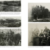 A collage of five black-and-white historical photos from "Oskar Dirlewanger" by Schiffer Publishing, Ltd. shows Waffen-SS soldiers with armored trains, some standing nearby, others seated or on top, in a rail yard.