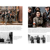 A collage from Schiffer Publishing, Ltd.’s "Oskar Dirlewanger" features four WWII photos: armed Waffen-SS soldiers in cities, a tank on a street, and groups of troops posing, each with informative captions.