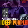 Collage of Deep Purple band members with text 'Seven Decades of Deep Purple' on a dark background.