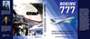 Book cover for "Boeing 777" by Schiffer Publishing, Ltd., featuring images of the wide-body jet, close-ups, author photos, and descriptive text on a blue background.