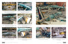 A photo collage captures the Boeing 777's assembly stages—from wing and fuselage construction to engine and fly-by-wire system installation—featuring workers and equipment. Product by Schiffer Publishing, Ltd.