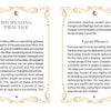 Two decorative journal pages—each with ornate borders and a crescent moon motif—designed to accompany the Nocturnal Garden Lenormand deck by Schiffer Publishing, Ltd. The left page explores the benefits of moon journaling, offering insights inspired by the Nocturnal Garden Lenormand, while the right page provides guidance for tracking lunar phases to support personal reflection.