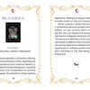 Two decorative pages from Schiffer Publishing, Ltd.’s Nocturnal Garden Lenormand guidebook showcase the Garden card. One page presents an illustration of a gathering in a vibrant garden, while the other provides insights on themes such as teamwork and community.