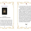 Two pages from a book explore the symbolism of paths and crossroads in dreams. The left page highlights a card image from the Nocturnal Garden Lenormand by Schiffer Publishing, Ltd., accompanied by relevant keywords. On the right page, a detailed explanation and interpretation of this symbolism is provided, making it an ideal resource for moon journaling and personal reflection.