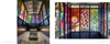 Museum in Transit by Schiffer Publishing, Ltd. showcases colorful geometric stained glass art panels that brighten a New York subway stairwell—an inspiring example of MTA Arts & Design station art.