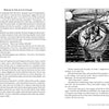 A Rebel Voyage book spread featuring two pages of text and a sketch of a schooner adventure, showing a person on deck, one sitting nearby, and another visible below through a hatch.
