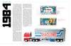A page from the "Unofficial Guide to Vintage Transformers" by Schiffer Publishing, Ltd. shows three toy trucks—two boxed Japanese toys and one unboxed red and grey Diaclone truck—while exploring Transformers collectibles history.