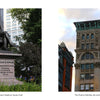 A statue of William H. Seward sits on a pedestal in Madison Square Park, framed by the Flatiron Building in this New York City scene.