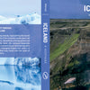 The Iceland book cover shows a waterfall and rainbow on the front and icebergs on the back, featuring a collection of volcanoes and waterfalls.