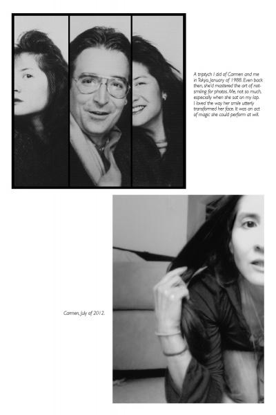 A black-and-white collage with three photobooth strips of a couple making playful faces and a solo photo echoes introspective captions inspired by Ghosts and Ballyhoo from Schiffer Publishing, Ltd.