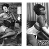 Two women pose on vintage furniture in classic lingerie with retro hairstyles and leopard prints, reflecting the timeless allure of Retro Glamour Photography of Mark Anthony Lacy by Schiffer Publishing, Ltd.