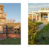 Side-by-side images: a brown wooden church with grass and the Deal Casino entrance with white columns—showcasing classic coastal scenes from The Jersey Shore by Schiffer Publishing, Ltd.