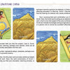 The Egyptian Lenormand by Schiffer Publishing, Ltd. features an illustrated guide on reading cards, showing sample Scroll and Mountain cards with brief meanings on a patterned background inspired by ancient Egyptian gods.