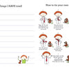 A list titled Things I HAVE tried! from Schiffer Publishing, Ltd.'s "squarzi," with ten blank lines on the left and fun, step-by-step tie-tying instructions on the right, featuring a cheerful child and dog, encouraging kids to try new things.