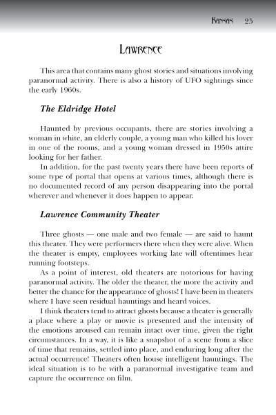 A page from "Midwest Hauntings" by Schiffer Publishing, Ltd. explores eerie paranormal occurrences and hauntings.
