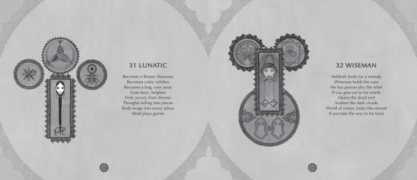 A close-up of Falnama by Schiffer Publishing, Ltd., inspired by the Islamic manuscript tradition and featuring ornate designs reminiscent of illustrated oracle decks.