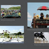 A collage from "Chester County Out & About" by Schiffer Publishing, Ltd.: vintage cars, top hats on a carriage ride, elegant table settings, and horses in motion—striking photos celebrating Chester County’s vibrant history.