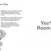 EZ2 Feng Shui by Schiffer Publishing, Ltd. offers room cards with furniture tips for home energy balance: the left page shares space-specific advice above an illustrated question mark, while the right page shows the card’s title.
