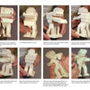 A step-by-step photo guide from Schiffer Publishing, Ltd.'s Carving an 1880s Western Train shows hands carving a wooden figure with tools, highlighting the process of shaping a bandsaw-cut blank from various angles.