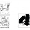 “Mirth in the Morning...and All Laughternoon” by Schiffer Publishing, Ltd. features five classic Jonny Hawkins single-panel cartoons: an organ stuck in a doorway, a mini lawn mowing, people watching TV, a dentist, and playful dogs.