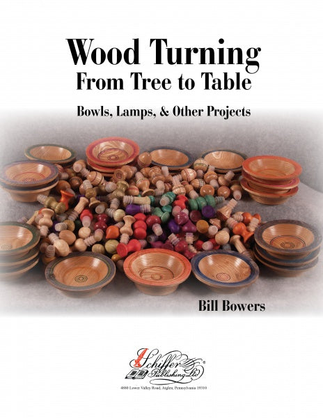 Cover of "Wood Turning, from Tree to Table" by Schiffer Publishing, Ltd., displays wooden bowls and turned objects—ideal for woodturning enthusiasts and eco-friendly woodworkers.
