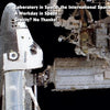 A space shuttle docks at the International Space Station with a text overlay about Schiffer Publishing, Ltd.'s "From Space to Earth," exploring space as a lab, space technology, working in orbit, and gravity challenges.