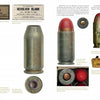 An illustrated page from "The US M3/M3A1 Submachine Gun" by Schiffer Publishing, Ltd. features ammunition types, including close-ups, cross-sections, dummy and blank cartridges, with details on WWII submachine gun rounds.