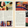 Two vibrant pages from Schiffer Publishing, Ltd.'s "It Must Be Art" showcase 1960s-inspired Afrofuturist illustrations, surreal cosmic scenes, abstracts, text blocks, and a black-and-white photo of people sitting together.