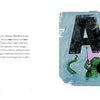 A large black letter A stands on a rainy blue background with an alligator, arrows, and a vintage album. Animal Abecedary by Schiffer Publishing, Ltd. features alphabet collages made from vintage engravings.