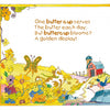 Charming scene with cat, bluebird, butterfly, yellow flowers, and a barn—just right for "Double-Talk: Word Sense and Nonsense" (Schiffer Publishing, Ltd.), a playful children's book exploring homophones. Text: "One buttercup serves the butter each day. But buttercup blooms? A golden display!.