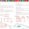 The Little Guide to Mastering Your Sewing Machine by Schiffer Publishing, Ltd. offers illustrated, step-by-step instructions and sketches to sew a tote bag—ideal for beginners. Features a red floral border and includes diagrams of a hat and tote bag on a blanket.
