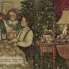 An elderly man, young girl, and woman gather by a patchwork quilt beneath a Christmas tree in "The Visit" by Schiffer Publishing, Ltd.—a cozy holiday scene perfect for reading. Text appears on the right side.