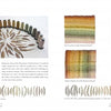 A two-page spread in Schiffer Publishing, Ltd.'s *Organic Embroidery* shows thread spools, leaf designs, stitched fabric close-ups, step-by-step embroidery images, and sketchbook notes—ideal inspiration for fiber artists.
