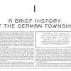 A black-and-white book spread from "Historic Architecture in Northwest Philadelphia: 1690 to 1930s" by Schiffer Publishing, Ltd. features two columns on German settlements and a Germantown 1683 arrival quote, highlighting historic buildings.