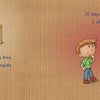 A curious boy in a green shirt and jeans gazes at a large box labeled "Do Not Open." The textured brown background evokes a picture book style. This scene is from "Do Not Open the Box" by Schiffer Publishing, Ltd.