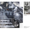 The DAZEWORLD artwork from Schiffer Publishing, Ltd. features a grayscale city street at night with abstract swirls and bright lights inspired by New York graffiti; inset shows lips above train tracks fading into the distance.