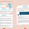 Escape Game Adventure: Operation Pizza by Schiffer Publishing, Ltd. features an illustrated puzzle book with hints for pages 8–15, a blue robot mascot, taped paper graphics, numbered hints, and a blue tip box on a pale orange background.